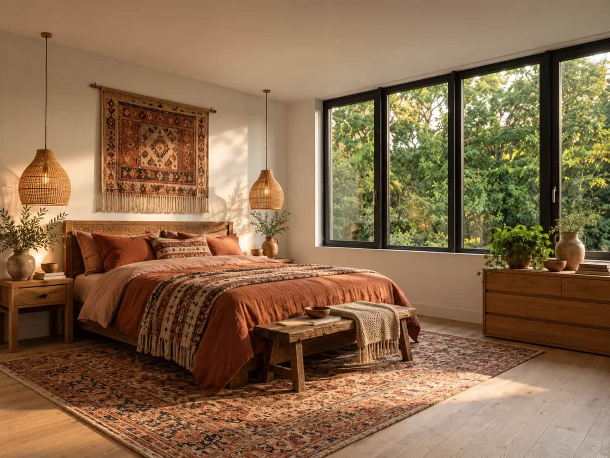 Bohemian restyle of the reference bedroom.