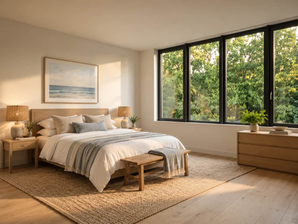 Coastal restyle of the reference bedroom.