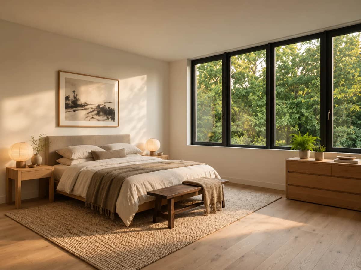Example bedroom. Library bedroom beside the Japandi restyle. — Japandi restyle