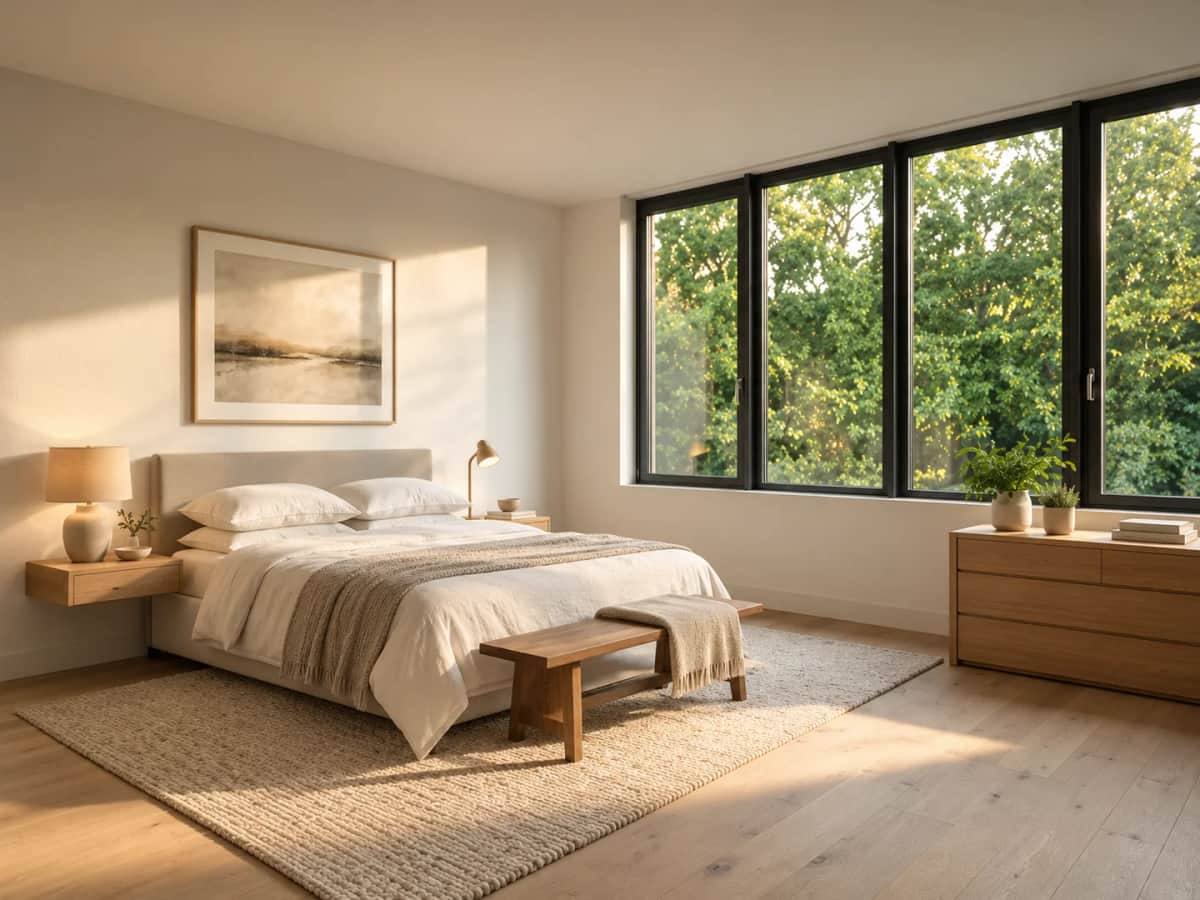 Minimalist restyle of the reference bedroom.