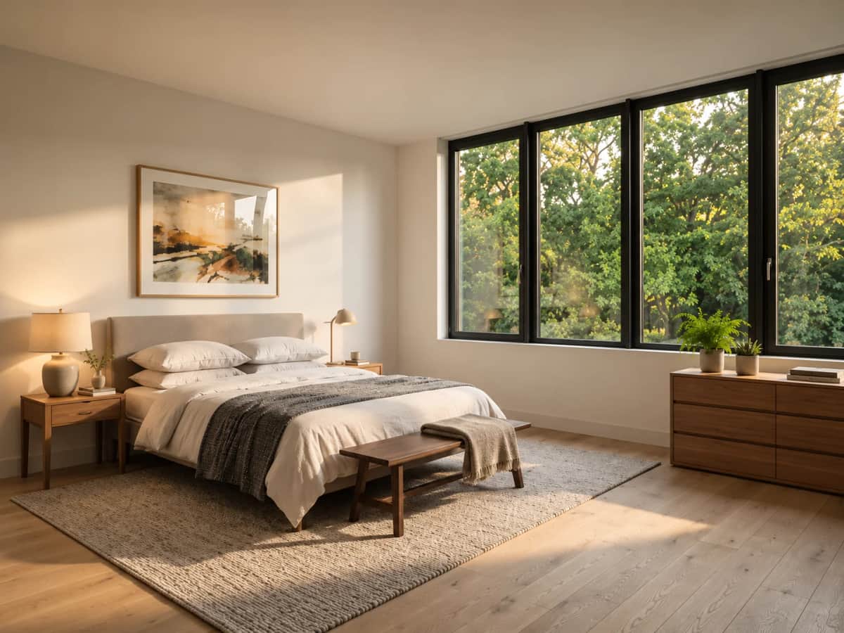 Example bedroom. Reference bedroom beside its Modern restyle. — Modern restyle