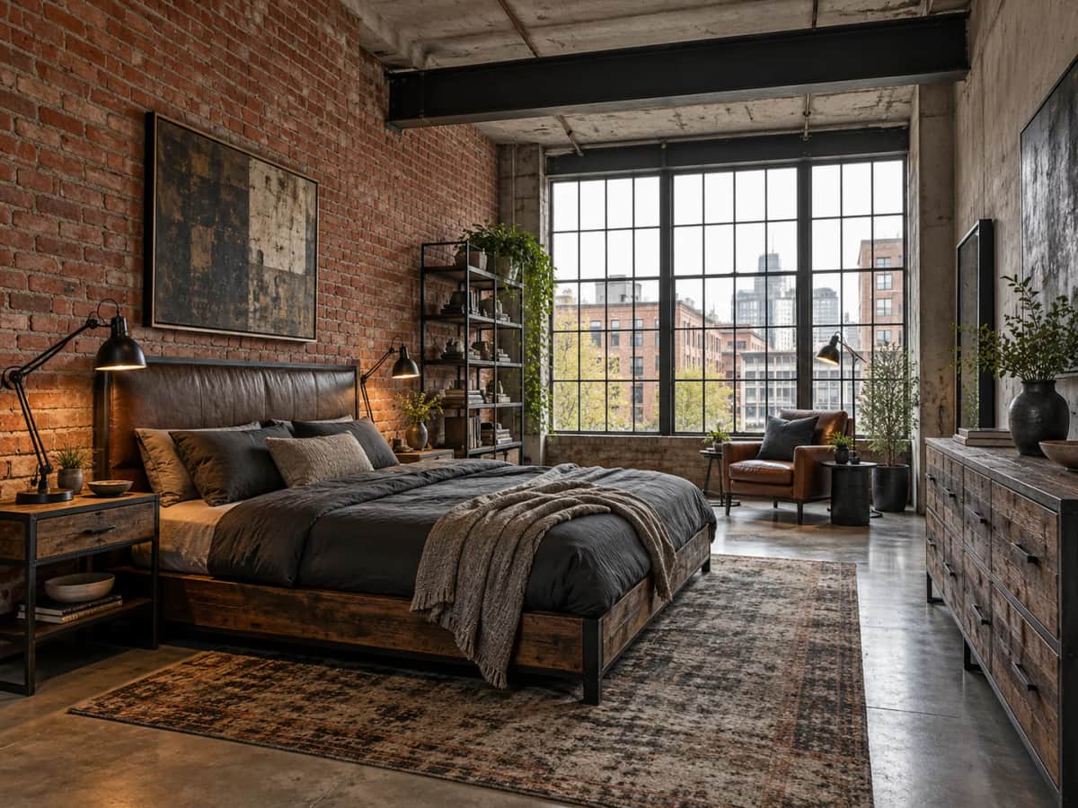 Industrial bedroom design study.